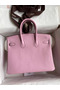 Hermes Birkin 25 Retourne Handmade Bag In Mauve Sylvestre Swift Calfskin Replica