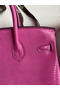 Hermes Birkin 25 Retourne Handmade Bag In Pink Lizard Leather Replica