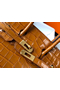 Hermes Birkin 25cm Bag In Gold Embossed Crocodile Leather Replica
