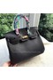 Hermes Birkin 25CM Tote Bag Litchi Leather H25T Black Replica
