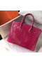 Hermes Birkin 30 Bag In Rose Red Crocodile Niloticus Shiny Skin Replica