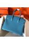 Hermes Birkin 30 Handmade Bag In Blue Jean Clemence Leather Replica