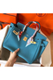 Hermes Birkin 30 Handmade Bag In Blue Jean Clemence Leather Replica