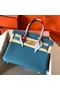 Hermes Birkin 30 Handmade Bag In Blue Jean Clemence Leather Replica