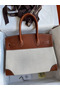 Hermes Birkin 30 Handmade Bag In Toile & Gold Swift Leather Replica