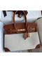 Hermes Birkin 30 Handmade Bag In Toile & Gold Swift Leather Replica