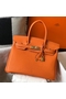 Hermes Birkin 30cm Bag In Orange Clemence Leather GHW Replica