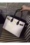 Hermes Birkin 30CM Shoulder Bag White&Black Croco Leather H30 Gold Replica