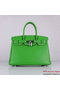Hermes Birkin 30CM Tote Bags Green Clemence Leather Silver Replica