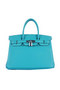 Hermes Birkin 30CM Tote Bags Light BLue Grainy Leather Silver Replica