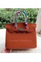 Hermes Birkin 30CM Tote Bags Orange Calfskin Leather BK30 Silver Replica