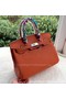 Hermes Birkin 30CM Tote Bags Orange Calfskin Leather BK30 Silver Replica