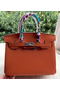 Hermes Birkin 30CM Tote Bags Orange Calfskin Leather BK30 Silver Replica