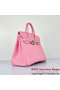 Hermes Birkin 35CM Pink Clafskin Leather Tote Bag Silver Replica