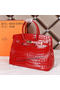 Hermes Birkin 35CM Tote Bag Shiny Croco Leather H35C Red Replica