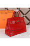 Hermes Birkin 35CM Tote Bag Shiny Croco Leather H35C Red Replica