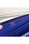 Hermes Blue Electric Clemence Azap Zipped Wallet Replica