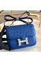 Hermes Constance 18 Handmade Bag In Blue Ostrich Leather Replica