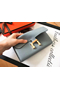 Hermes Constance Long Wallet In Blue Lin Epsom Leather Replica