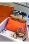 Hermes Herbag 31CM Original Canvas Leather & Calfskin 45987 Orange&Brown Replica