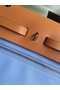 Hermes Herbag 31CM Original Canvas Leather & Calfskin 45987 Skyblue&Brown Replica