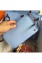Hermes Herbag 31CM Original Canvas Leather & Calfskin 45987 Skyblue&Brown Replica