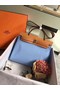 Hermes Herbag 31CM Original Canvas Leather & Calfskin 45987 Skyblue&Brown Replica