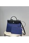Hermes Herbag 31CM Original Canvas Leather & Calfskin 48887 blue&black Replica
