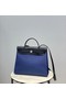 Hermes Herbag 31CM Original Canvas Leather & Calfskin 48887 blue&black Replica