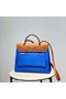 Hermes Herbag 31CM Original Canvas Leather & Calfskin 48887 blue&brown Replica