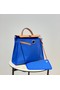 Hermes Herbag 31CM Original Canvas Leather & Calfskin 48887 blue&brown Replica