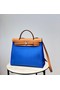 Hermes Herbag 31CM Original Canvas Leather & Calfskin 48887 blue&brown Replica
