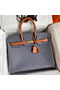Hermes HSS Birkin 35 Bicolor Bag in Gris Agate and Gold Ostrich Leather Replica