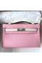 Hermes HSS Kelly Pochette Bicolor Bag in Pink and Craie Swift Calfskin Replica