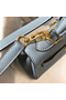 Hermes Kelly 20cm Bag In Blue Lin Clemence Leather GHW Replica