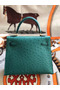 Hermes Kelly 25cm Handmade Bag In Vert Vertigo Ostrich Skin Replica