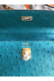 Hermes Kelly 25cm Handmade Bag In Vert Vertigo Ostrich Skin Replica