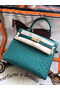 Hermes Kelly 25cm Handmade Bag In Vert Vertigo Ostrich Skin Replica