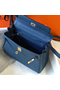 Hermes Kelly 25cm Retourne Bag In Agate Blue Clemence Leather Replica
