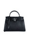 Hermes Kelly 28cm Shoulder Bags Black Grainy Leather Silver Replica