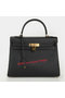 Hermes Kelly 32cm Shoulder Bag Black Original Leather K32 Gold Replica