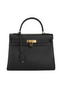 Hermes Kelly 32cm Shoulder Bag Black Original Leather K32 Gold Replica