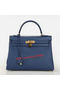 Hermes Kelly 32cm Shoulder Bag Dark Blue Original Leather K32 Gold Replica