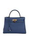 Hermes Kelly 32cm Shoulder Bag Dark Blue Original Leather K32 Gold Replica