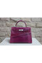 Hermes Kelly 32cm Shoulder Bag Purple Croco Patent Leather K32 Silver Replica