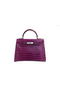 Hermes Kelly 32cm Shoulder Bag Purple Croco Patent Leather K32 Silver Replica