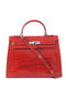 Hermes Kelly 32cm Shoulder Bags Red Iridescent Croco Leather Silver Replica