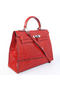 Hermes Kelly 32cm Shoulder Bags Red Iridescent Croco Leather Silver Replica