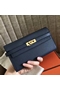 Hermes Kelly Classic Long Wallet In Navy Epsom Leather Replica