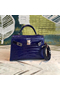 Hermes Kelly Mini II Handmade Bag In Blue Alligator Crocodile Replica